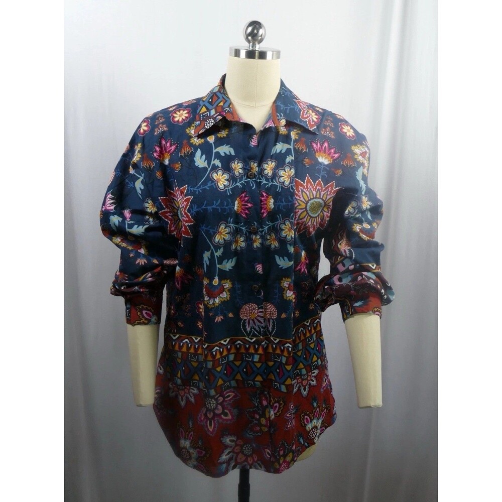Love Kyla Hannah NWT Floral Batwing Dolman Button Up Top Small Made in India
